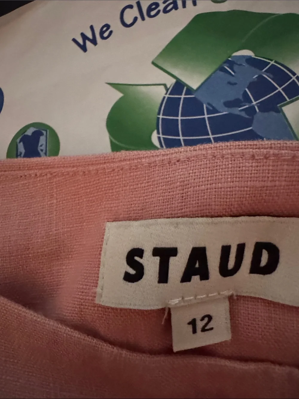 STAUD Pink Mini Skirt with White Floral Appliqué Hem